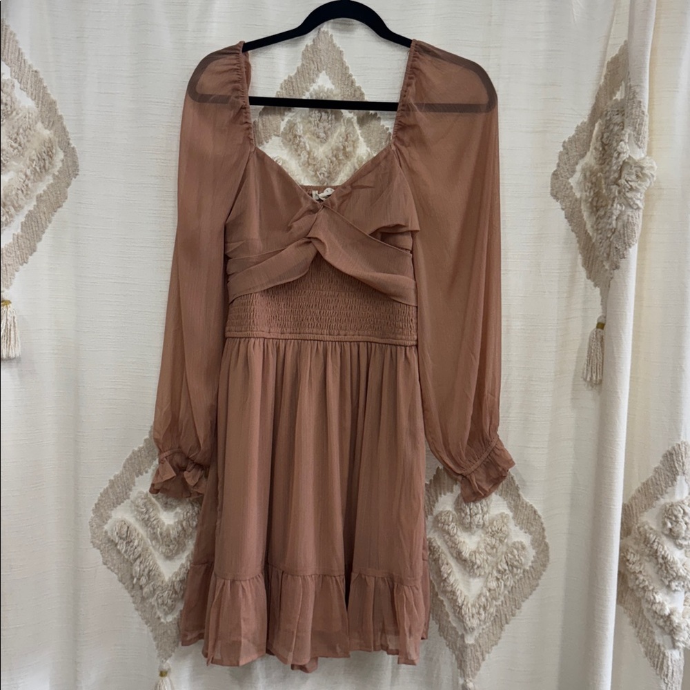 Chic light Brown Long Sleeve Dress